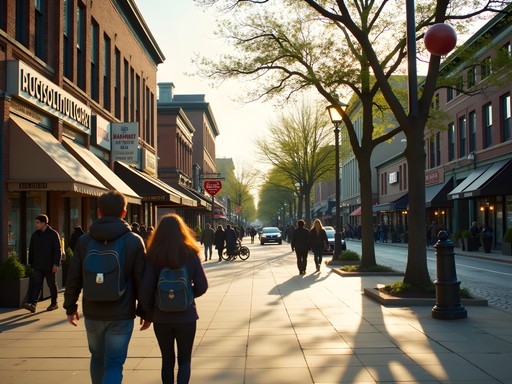 Baltimore Avenue Route 1 in College Park showing urban college town street scene