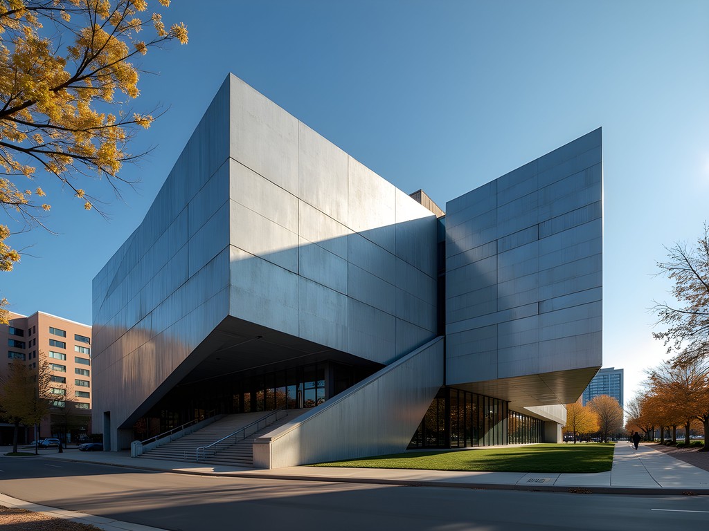 Abstract architectural photograph of Denver Art Museum's angular titanium facade