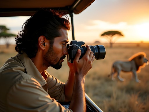 Wildlife photographer capturing lion pride in Hwange National Park