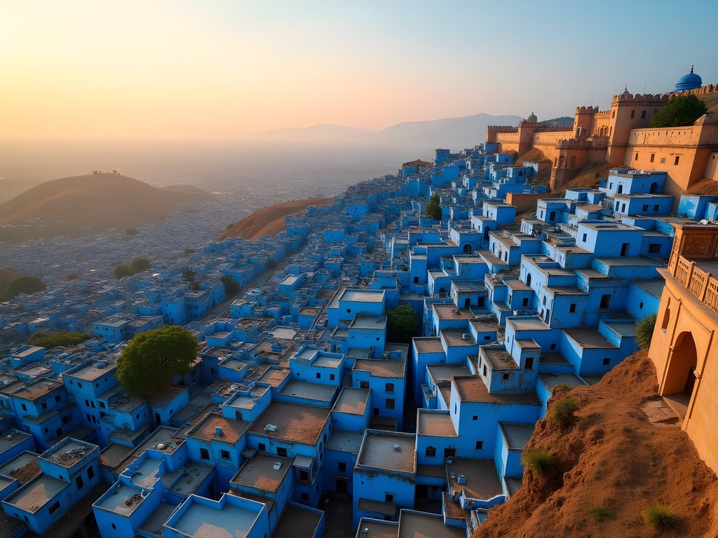 Panoramic view of Jodhpur's blue houses from Mehrangarh Fort