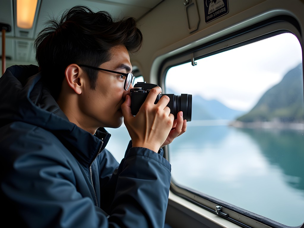 Travel photographer documenting Misty Fjords from floatplane window in Ketchikan Alaska