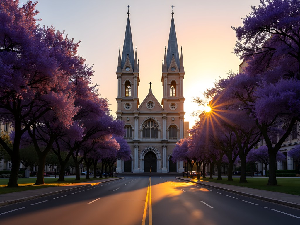 La Plata Cathedral photographed from Diagonal 80 with leading lines