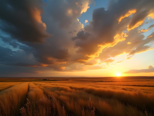 Photographer capturing sunset over vast Montana prairie landscape near Miles City