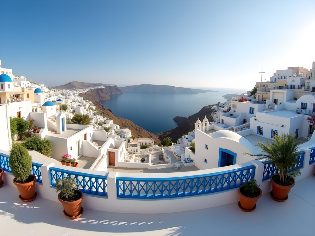 Panoramic view of the Mediterranean Sea from a Sidi Bou Said cafe terrace