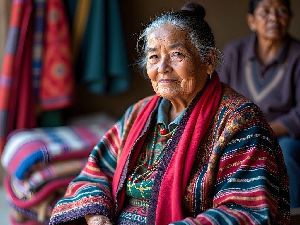 Indigenous Yampara woman in traditional dress at Tarabuco Market near Sucre, Bolivia