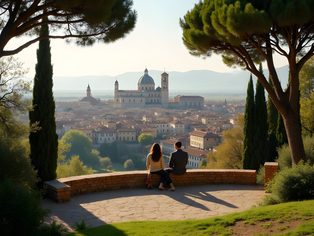 Hillside view of Verona from Madonna di Lourdes sanctuary terrace