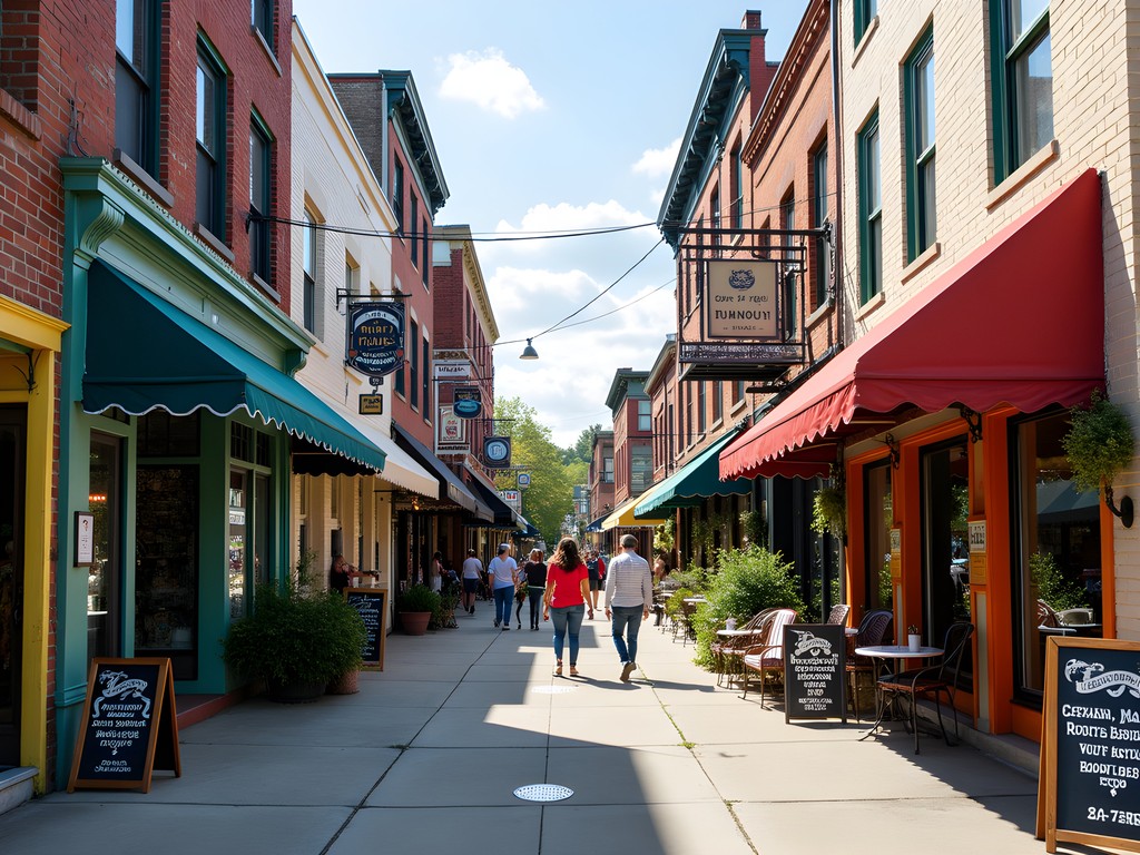 Colorful storefronts in Little Five Points neighborhood with vintage shops