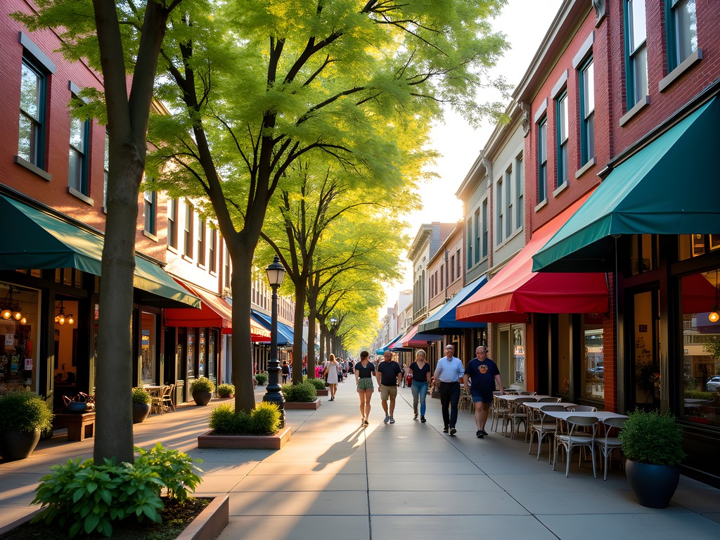 Historic Hyde Park shopping district in Boise's North End neighborhood with boutique storefronts