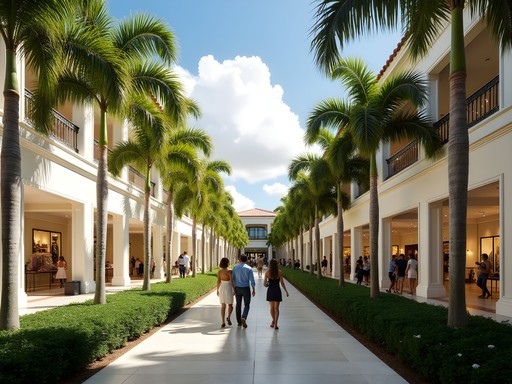 Elegant outdoor courtyard with luxury boutiques at Limegrove Lifestyle Centre in Barbados