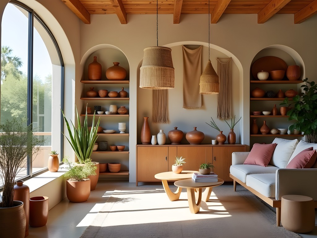 Modern desert-inspired home goods display in a Chandler boutique featuring earthy tones and natural materials