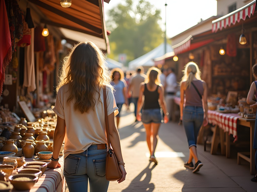 Vibrant outdoor farmers market in Chandler with local artisans selling handcrafted goods