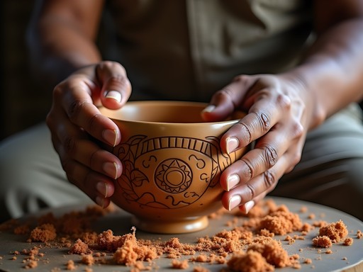 Master woodcarver demonstrating traditional Fijian carving techniques at The Arts Village