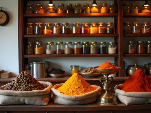 Traditional spice shop with colorful displays in Galle Fort