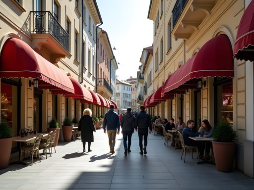 Monte Cassino pedestrian shopping street in Sopot with boutiques and historic architecture