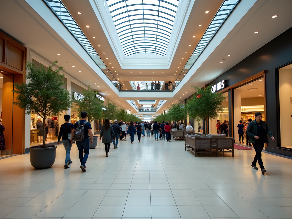 Interior of Columbia Mall in Grand Forks showing spacious corridors and storefronts