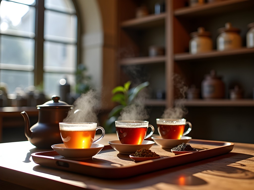 Tea tasting experience at Omas Teekanne in Graz with loose leaf teas and traditional brewing equipment