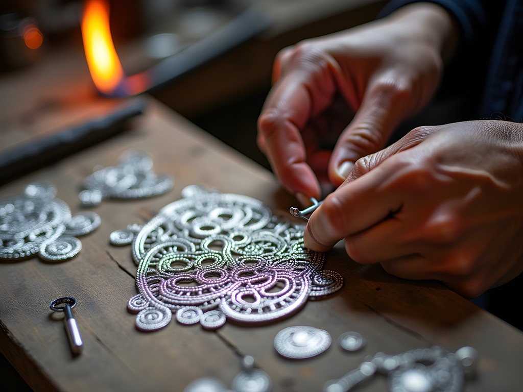Master silversmith creating intricate silver filigree jewelry in San Jerónimo workshop