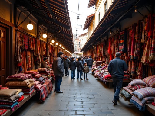 Interior of Wanka Wanka covered market with colorful craft stalls in Huancayo