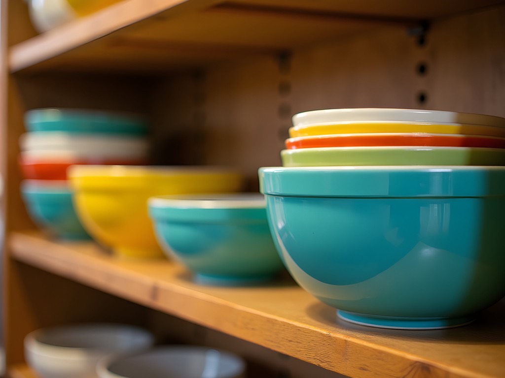 Vintage Pyrex bowls and kitchenware at Jackson Tennessee thrift store