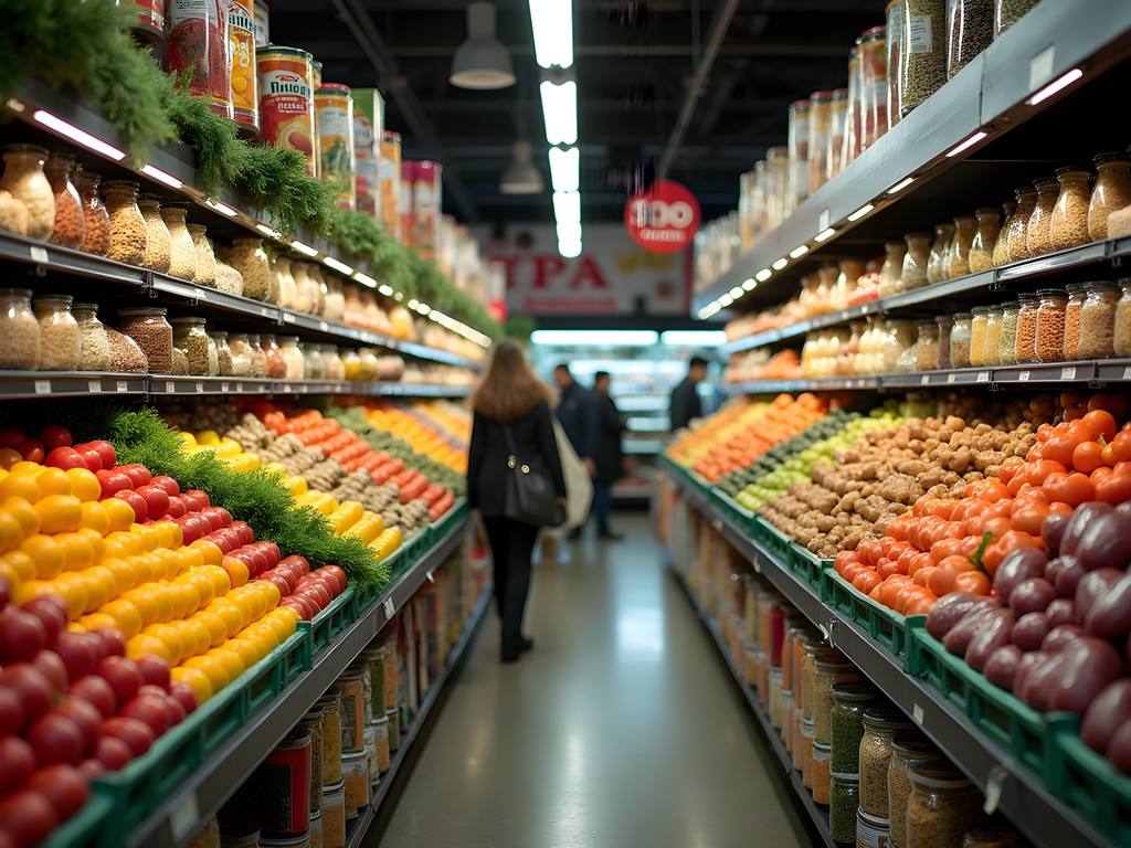 Interior of Asian grocery market in Kent Washington showing produce and specialty items