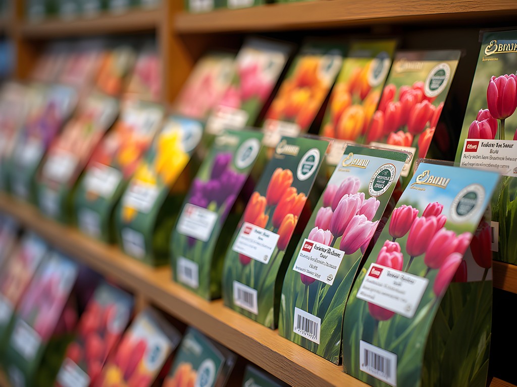 Colorful display of premium tulip bulbs for sale at Keukenhof Gardens