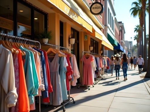 Curated vintage clothing racks outside a boutique on Melrose Avenue