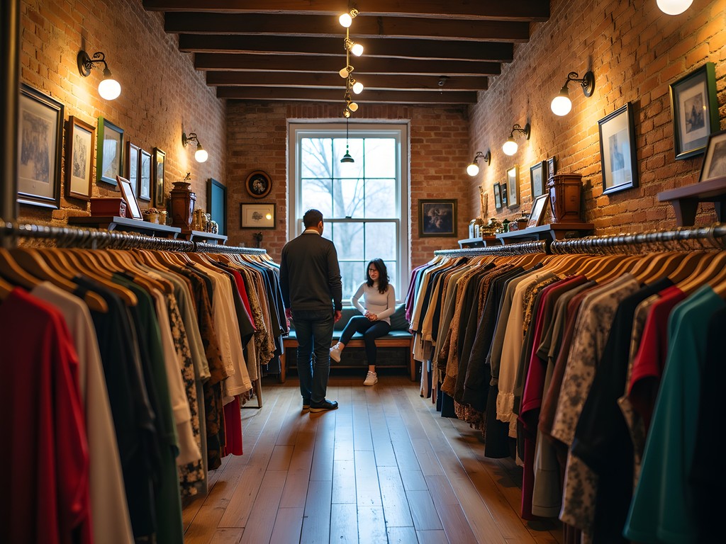 Couple browsing in a cozy vintage store in downtown Montpelier