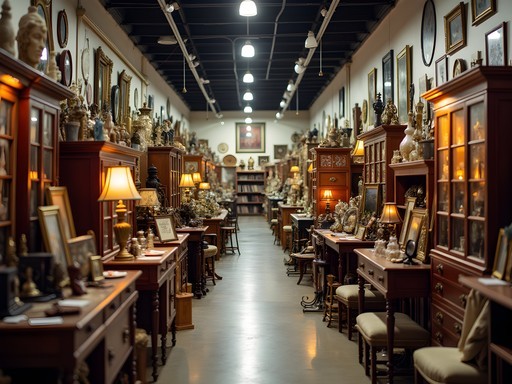 Interior of North Charleston Antique Mall showing booths filled with vintage items and collectibles
