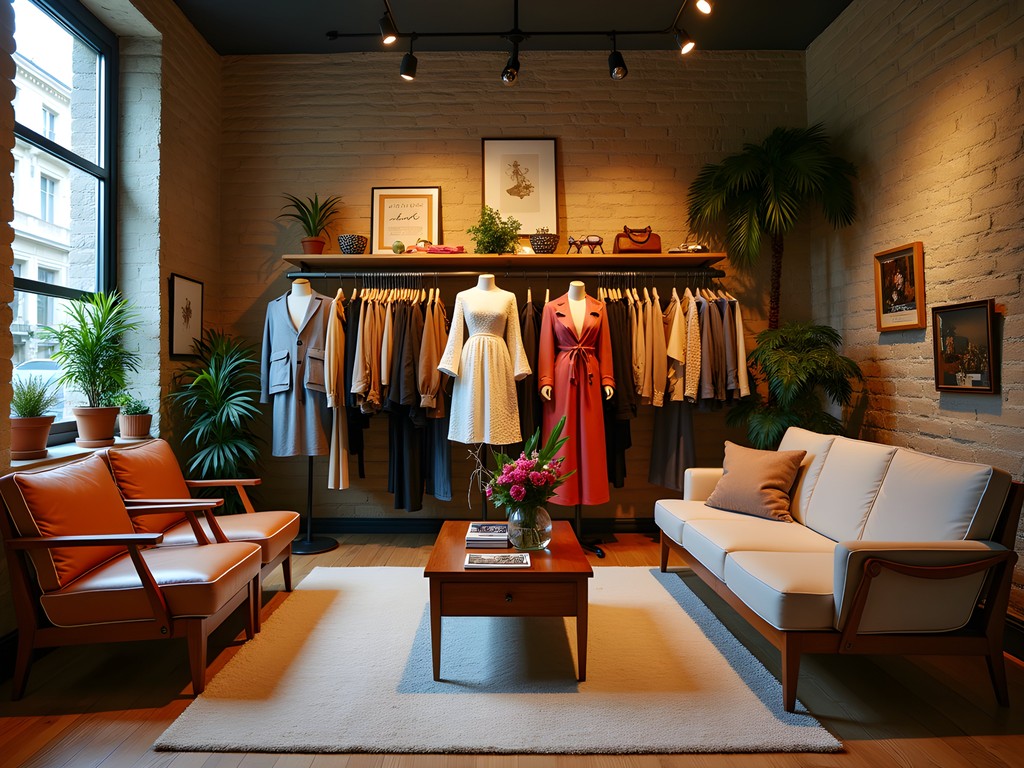 Stylish vintage clothing boutique interior in Le Marais district of Paris