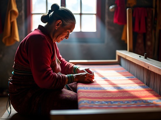 Master weaver demonstrating traditional Bhutanese textile techniques on a backstrap loom in Paro