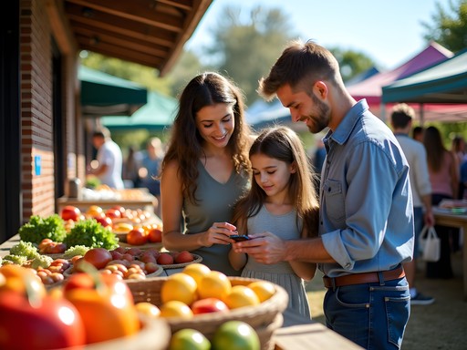 Family enjoying shopping together at an outdoor market in Rogers Arkansas