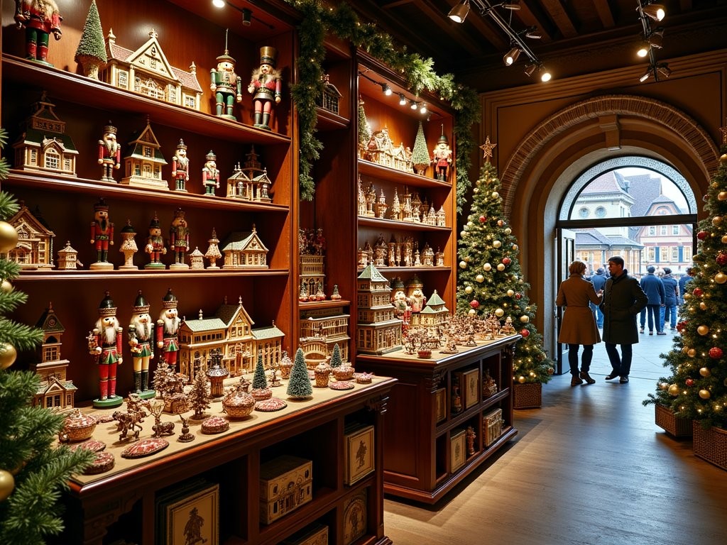 Interior of Käthe Wohlfahrt Christmas store in Rothenburg with ornate decorations