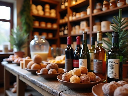 Traditional Franconian food souvenirs displayed in a Rothenburg specialty shop