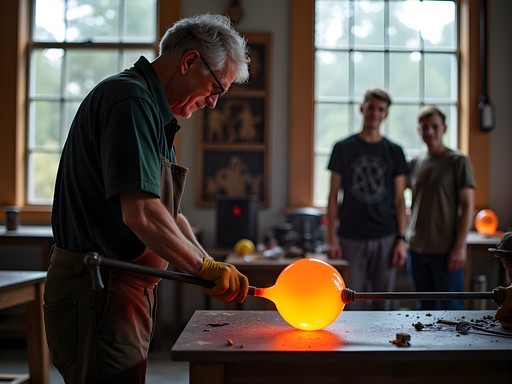 Glass blowing demonstration at a Door County artisan studio