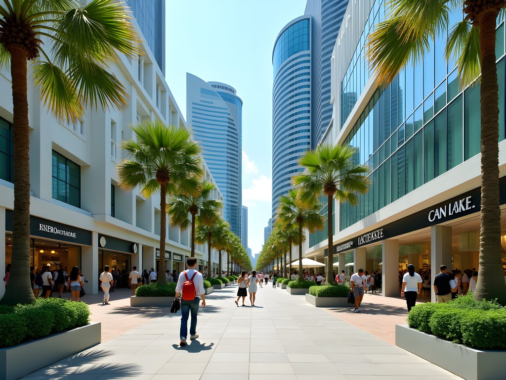 Bustling Orchard Road shopping district in Singapore with modern malls and shoppers