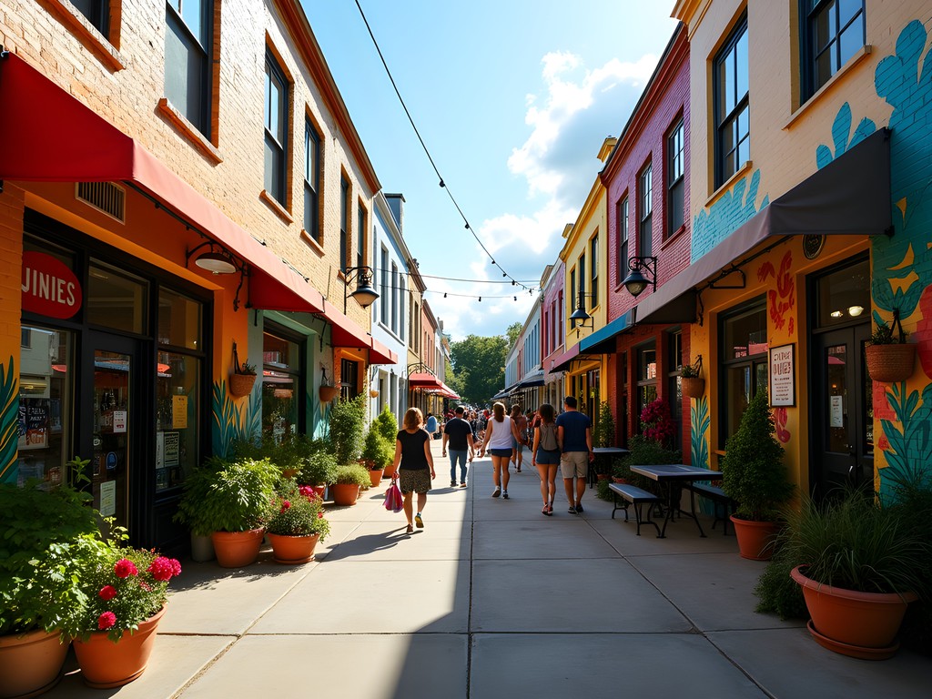 Colorful murals and artisan shops in Railroad Square Art District, Tallahassee