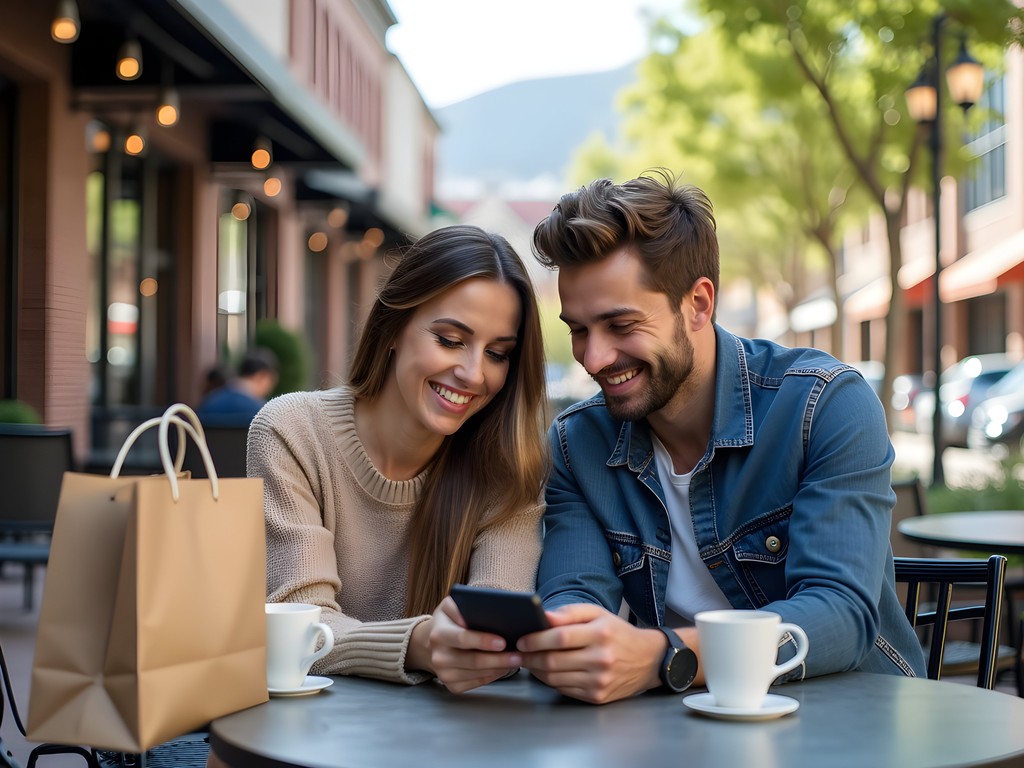 Couple reviewing shopping budget over coffee in Westminster Colorado