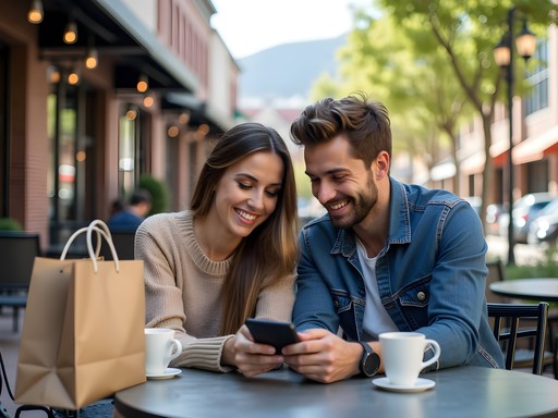 Couple reviewing shopping budget over coffee in Westminster Colorado