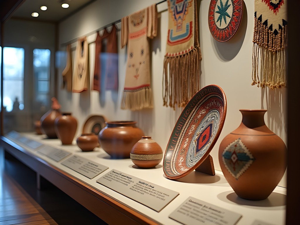Display of authentic Native American crafts and artwork at Mid-America All-Indian Museum in Wichita
