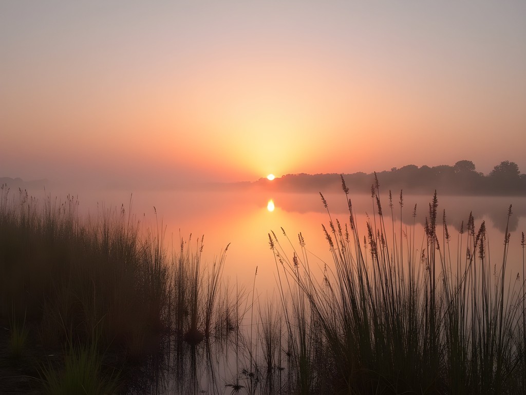 Solo traveler meditating at sunrise by Richmond Lake in Aberdeen