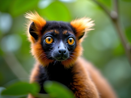 Crowned lemur in Montagne d'Ambre National Park, Madagascar