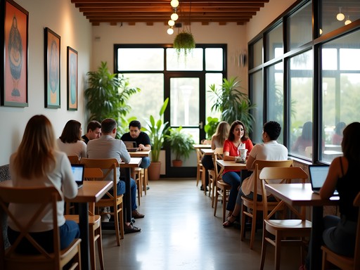 Women travelers connecting at a café in Asunción's Carmelitas neighborhood