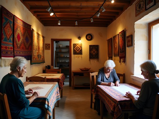 Women's Traditional Handicraft Cooperative in Athens showing artisans working on traditional textiles