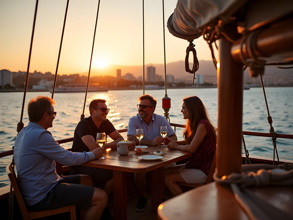 Small group sailing experience at sunset along Barcelona's coastline