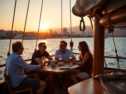 Small group sailing experience at sunset along Barcelona's coastline