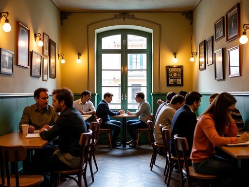 Language exchange meetup in a cozy Gràcia neighborhood café in Barcelona