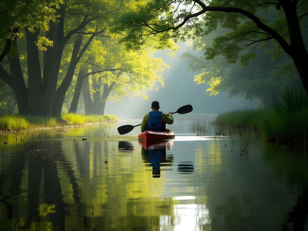 Solo kayaking through Mercer Slough Nature Park in Bellevue