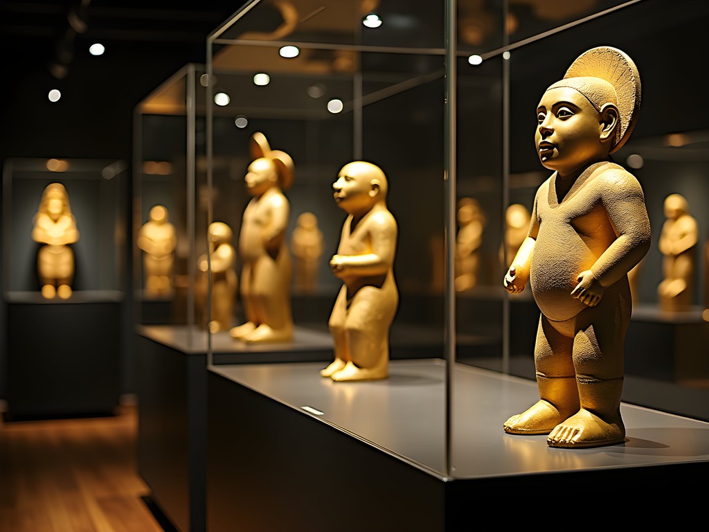 Pre-Columbian gold artifacts on display at Museo del Oro in Bogota