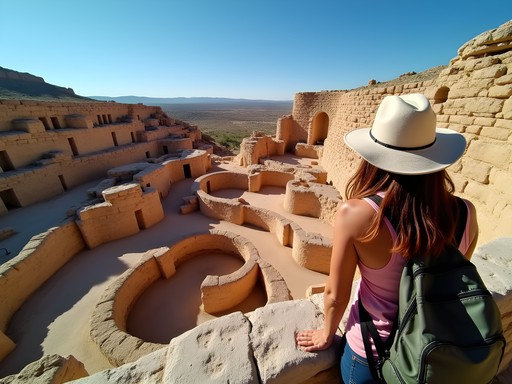 Pueblo Bonito great house ruins at Chaco Canyon New Mexico showing ancient stone architecture