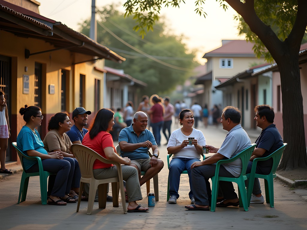 Evening terere circle in a neighborhood plaza in Fernando de la Mora